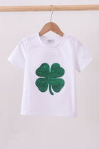 Pink clover glitter top