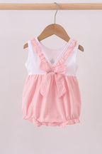 Pink cross jacquard embroidery ruffle bubble
