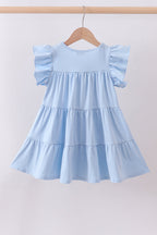 Blue cross sequin tiered dress