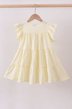 Yellow cross sequin tiered dress