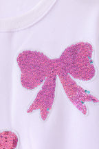 White bow sequin mom&me sweatshirt