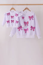 White bow sequin mom&me sweatshirt