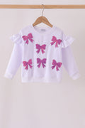 White bow sequin mom&me sweatshirt