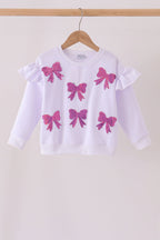 White bow sequin mom&me sweatshirt
