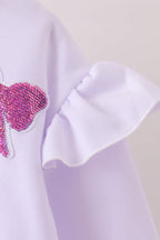 White bow sequin mom&me sweatshirt