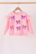 Pink bow sequin mom&me sweatshirt