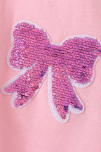 Pink bow sequin mom&me sweatshirt