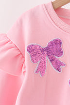 Pink bow sequin mom&me sweatshirt