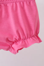 Pink character smocked ruffle bloomer set