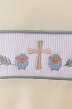 Yellow cross sheep embroidery top