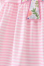 Pink stripe cross applique ruffle shorts set