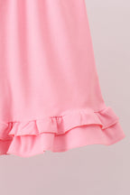 Pink stripe cross applique ruffle shorts set