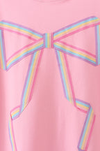Pink hand-sewn bow mom&me sweatshirt