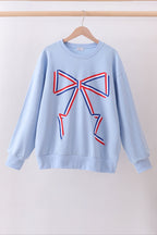 Blue hand-sewn bow mom&me sweatshirt