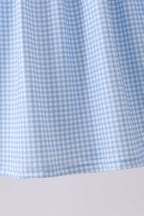Blue character fireworks embroidery gingham dress