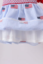 Blue flag embroidery seersucker bloomer set