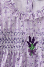 Lavender floral smocked ruffle dress
