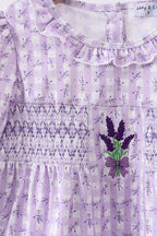 Lavender floral smocked ruffle shorts set