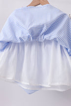 Blue flag smocked ruffle dress