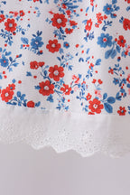 Blue floral lace smocked bloomer set