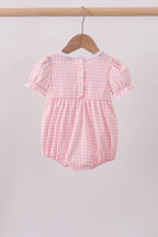 Pink flag embroidery gingham bubble