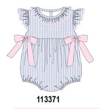 Blue Stripe Bow Ruffle Bubble