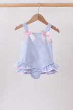 Blue Stripe One-Piece Seersucker Swimsuit