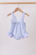 Blue Stripe One-Piece Seersucker Swimsuit