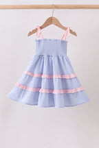 Blue Stripe Smocked Seersucker Mom Dress