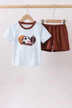 Blue Sports Ball Stripe Applique Set