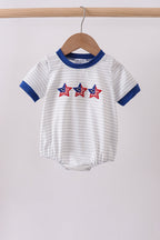 Navy bow applique stripe bubble