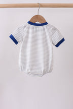 Navy bow applique stripe bubble
