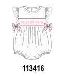White Bow Smocked Jacquard Bubble