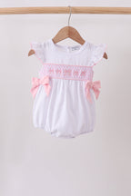 White Bow Smocked Jacquard Bubble