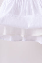 White Bow Smocked Jacquard Ruffle Shorts Set