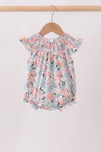 Pink Floral Smocked Bubble
