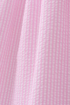 Pink stripe seersucker strawberry smocked dress