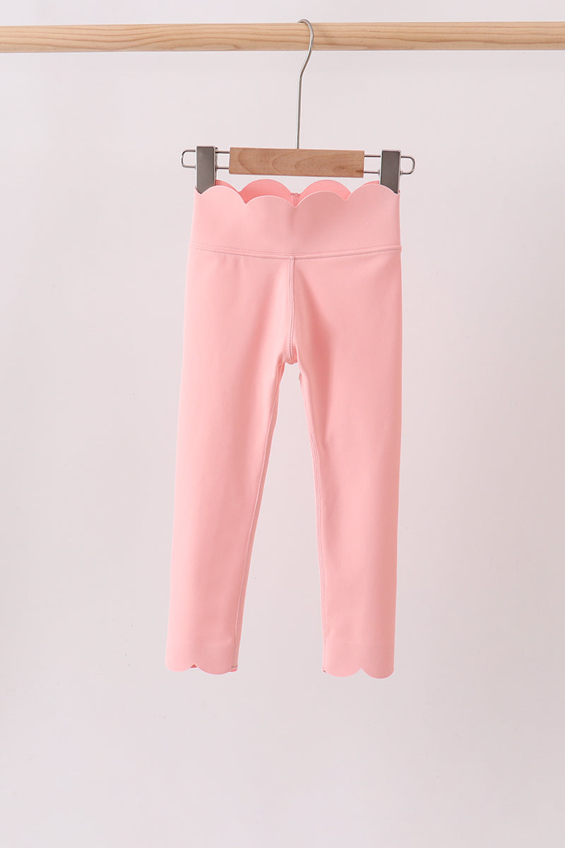 Pink Scalloped Yoga Active Leggings