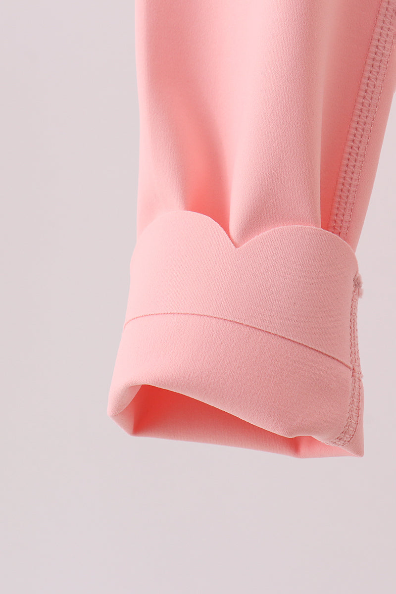 Pink Scalloped Yoga Active Leggings