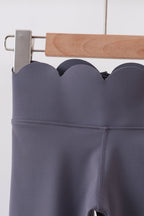 Gray Scalloped Yoga Active Leggings