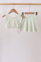 Green Scalloped Yoga Skorts Set