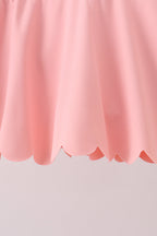 Pink Scalloped Yoga Skorts Set