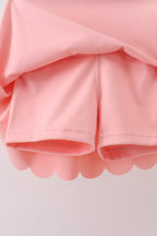Pink Scalloped Yoga Skorts Set