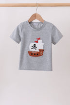 Gray Ship Applique Top