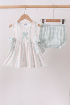 Bow Floral Applique Bloomer Set