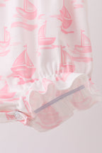 Pink Sailboat Embroidered Bubble