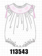 Pink Bow Smocked Swiss Dot Bubble