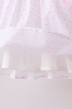 Pink Bow Smocked Swiss Dot Shorts Set