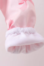 Pink bow print ruffle raincoat