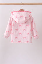 Pink bow print ruffle raincoat